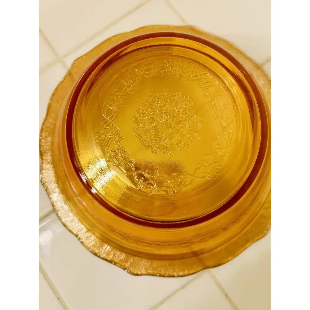 Federal Glass Normandie Pattern Marigold Carnival Glass 8.5” Serving Bowl